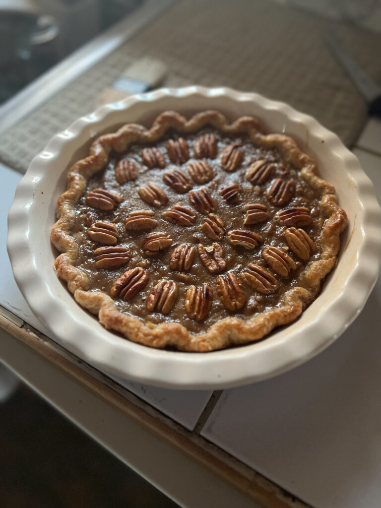 Pecan pie made with foraged pecans.