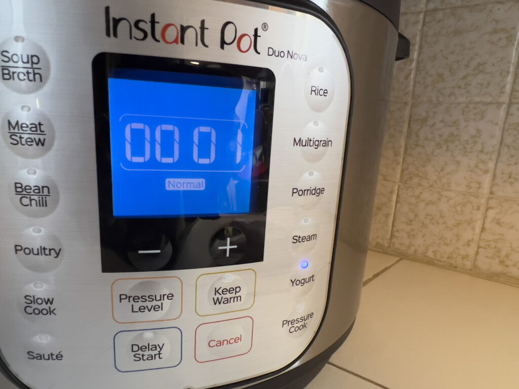 Instant Pot with the yogurt setting on.
