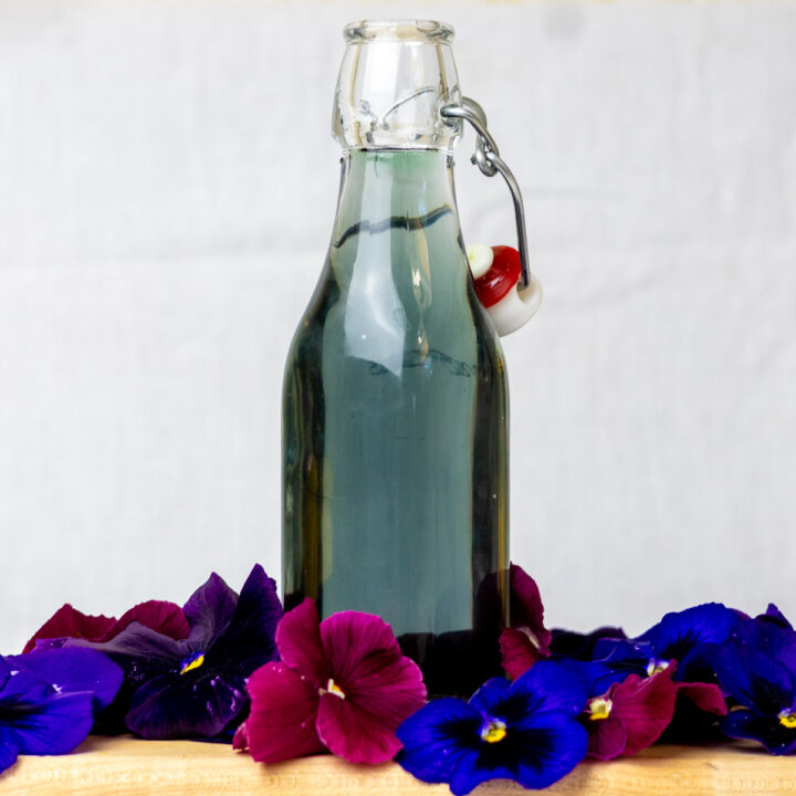 Colorful Purple-Blue Pansy Syrup Recipe for Cocktails & Mocktails