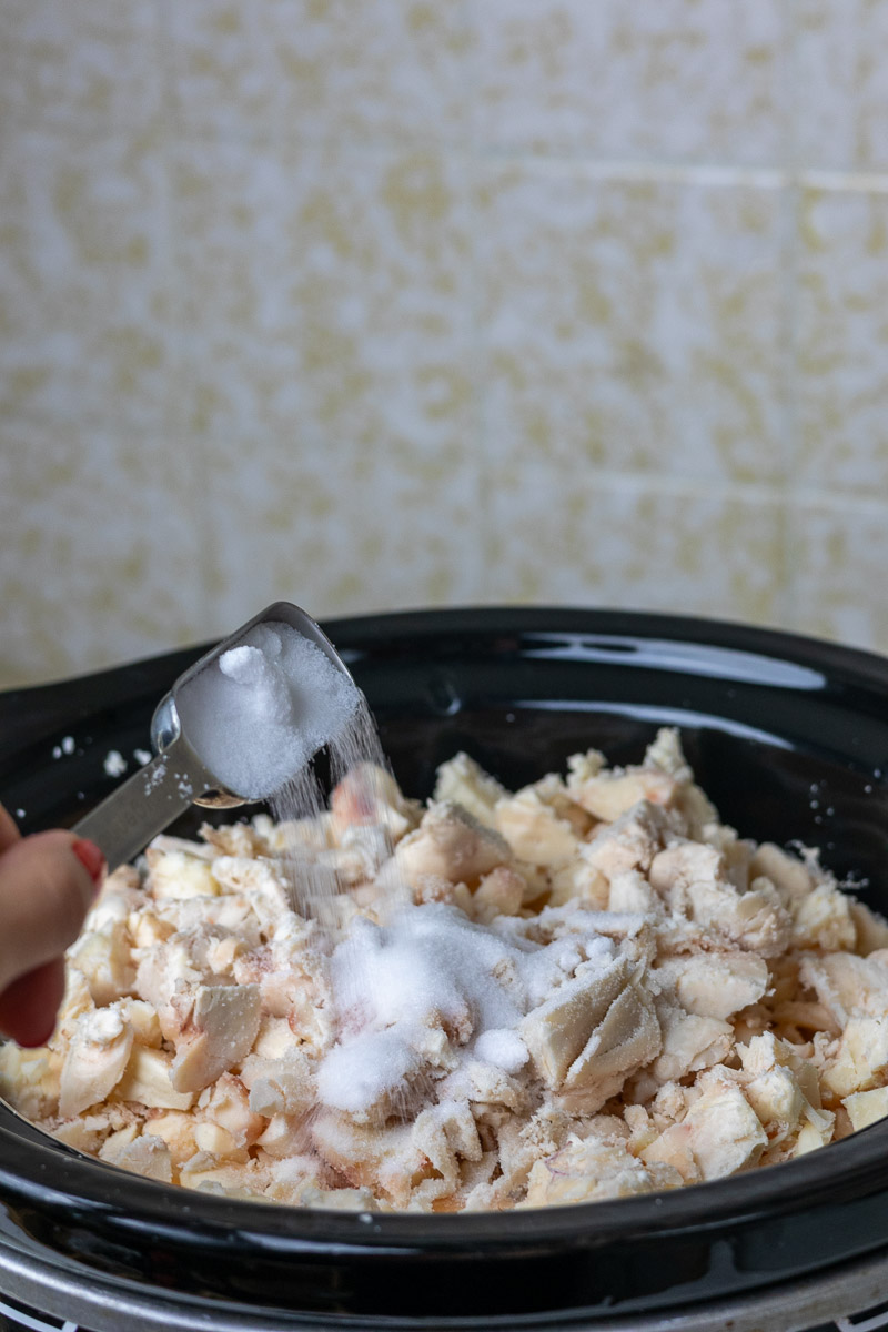 A tablespoon of salt added to suet in crockpot to wet render.