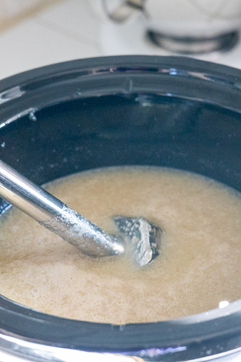 blended suet using an immersion blender in crockpot.