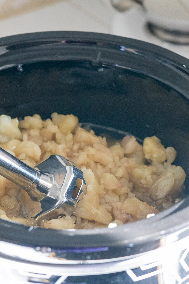 Soft suet in crockpot ready to be blended.